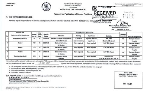 benguet provincial capitol job vacancies|JOB OPENING – Province of Benguet.